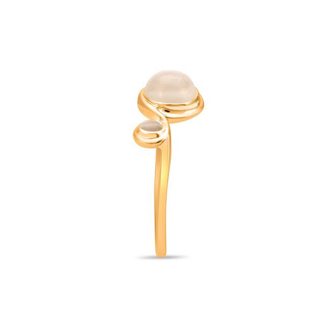 Gold Ring with Milky White Gemstones 