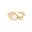 Gold Ring with Milky White Gemstones 2