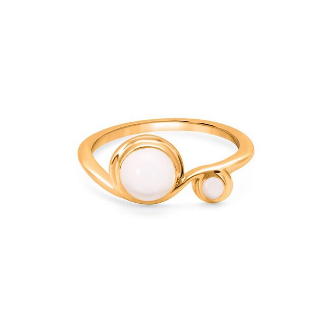 Gold Ring with Milky White Gemstones 2