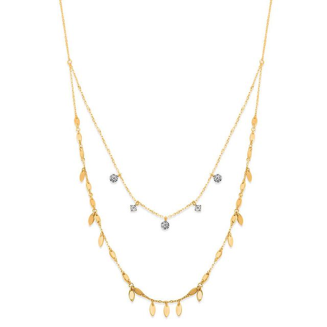 18KT Yellow-White Gold Wave Necklace 