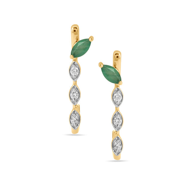 Leafy Charm Gold Hoops 