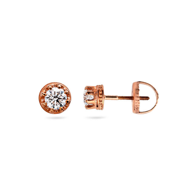 Rose Gold Diamond Halo Stud Earrings,,hi-res 2