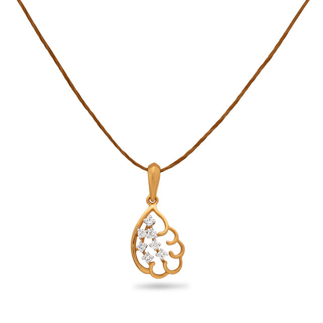 Leaf Inspired Diamond & Gold Pendant,,hi-res 