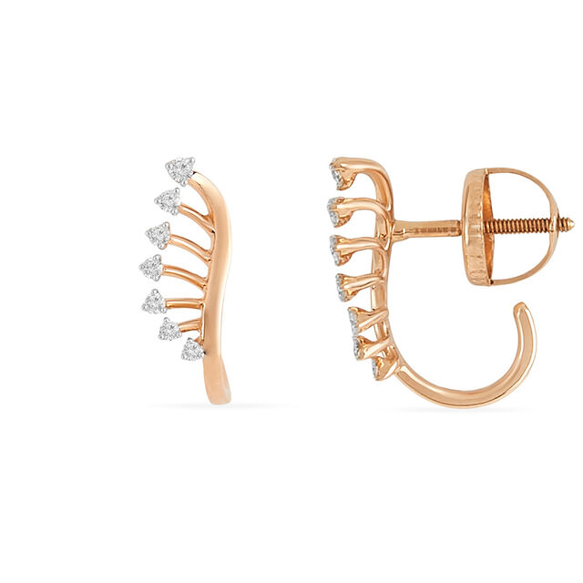 Tanishq 18 KT Rising Curve Studs for Women,,hi-res 2
