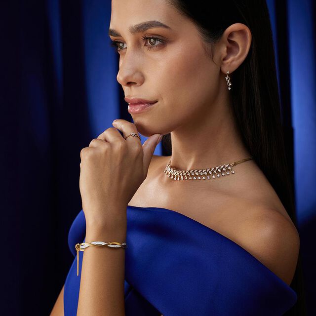 Bold Waves Diamond Bangle 2