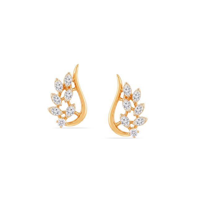 Magnificent 18 Karat Yellow Gold And Diamond Leafy Studs,,hi-res 