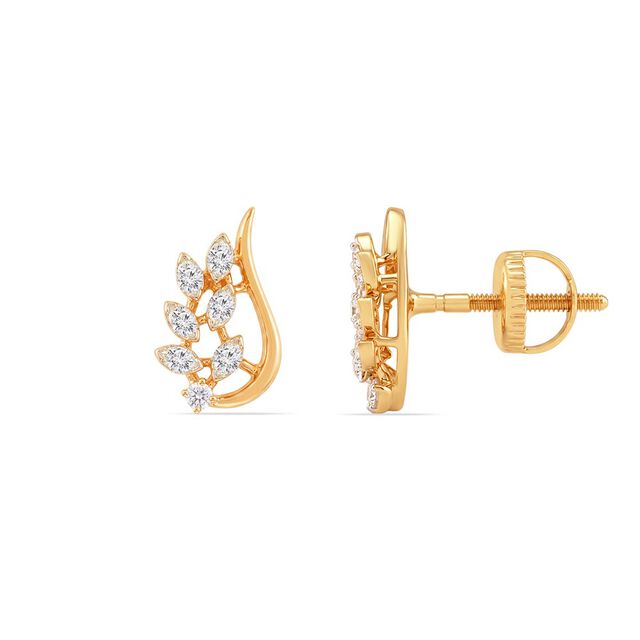Magnificent 18 Karat Yellow Gold And Diamond Leafy Studs,,hi-res 2