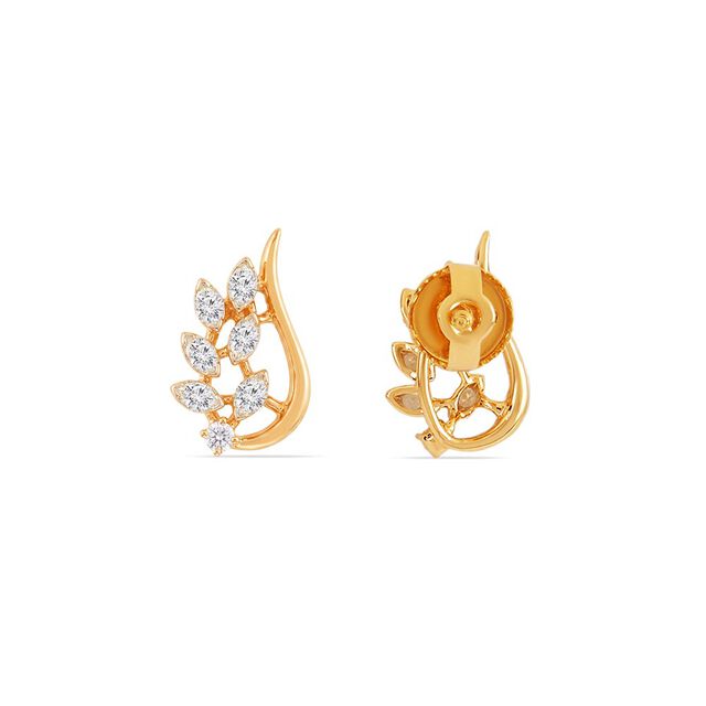 Magnificent 18 Karat Yellow Gold And Diamond Leafy Studs 3