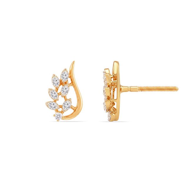 Magnificent 18 Karat Yellow Gold And Diamond Leafy Studs 4