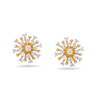 Delicate Snowflake Gold and Diamond Studs