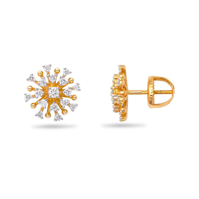 Delicate Snowflake Gold and Diamond Studs,,hi-res 2
