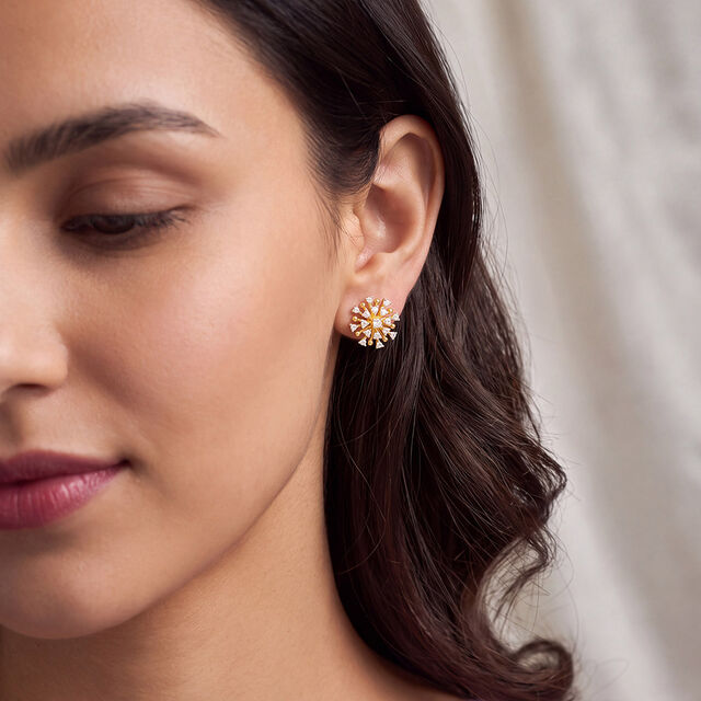 Delicate Snowflake Gold and Diamond Studs,,hi-res 2