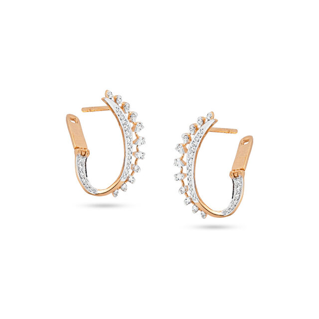 Radiant Diamond and Gold Hoop Earrings,,hi-res 
