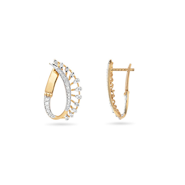 Radiant Diamond and Gold Hoop Earrings,,hi-res 2