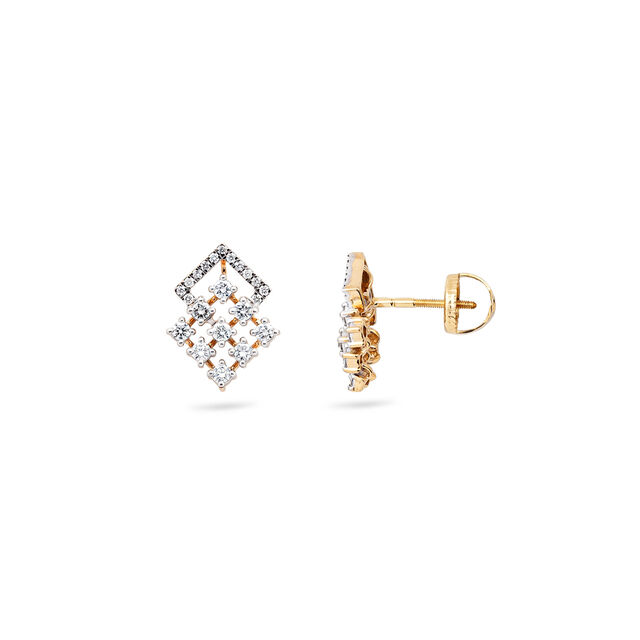 Geometrical Diamond Stud Earrings,,hi-res 2
