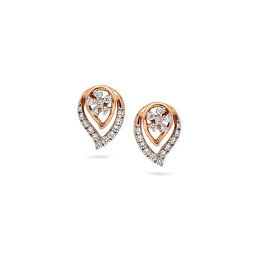 Dainty Diamond and Rose Gold Stud Earrings