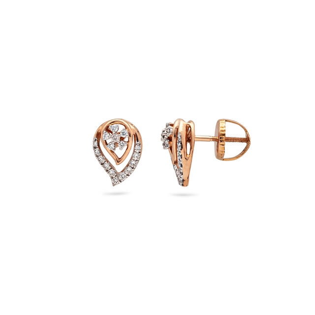 Dainty Diamond and Rose Gold Stud Earrings,,hi-res 2