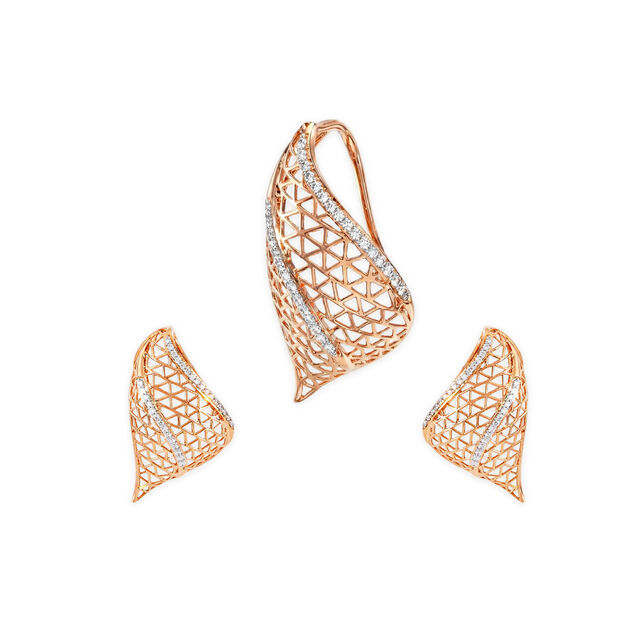 Tanishq 18 KT Lattice Curve Setfor Women,,hi-res 