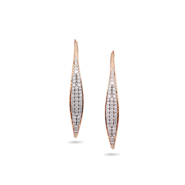 Sleek Diamond & Rose Gold Hoop Earrings,,hi-res 