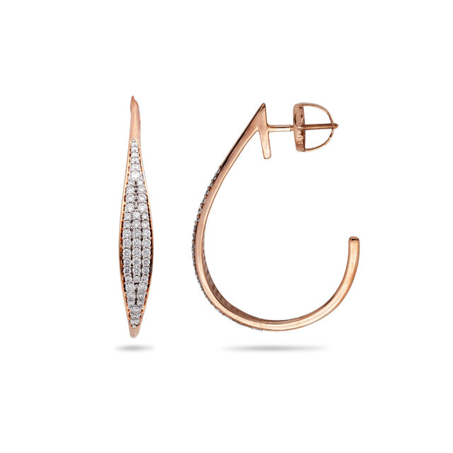 Sleek Diamond & Rose Gold Hoop Earrings,,hi-res 2