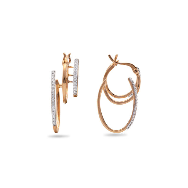 Spiralling Hoops Rose Gold and Diamond Earrings,,hi-res 2