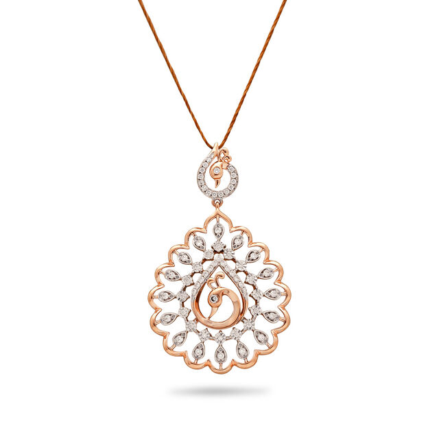 Peacock Motif Rose Gold & Diamond Pendant,,hi-res 