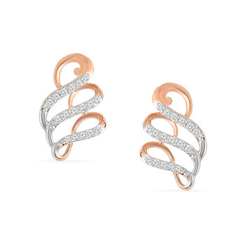 Tanishq 18KT Diamond Curl Studs for Women
