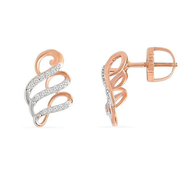 Tanishq 18KT Diamond Curl Studs for Women 2