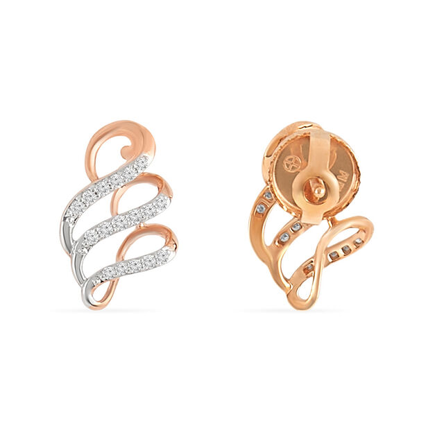 Tanishq 18KT Diamond Curl Studs for Women 3