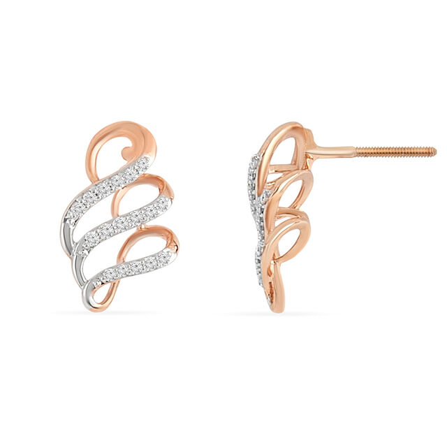 Tanishq 18KT Diamond Curl Studs for Women 4