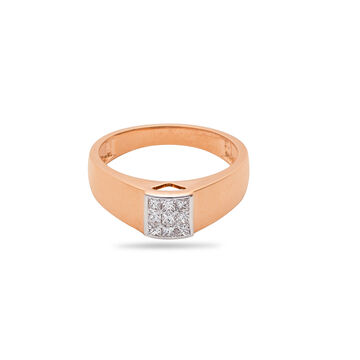 Sleek Men's Gold and Diamond Ring