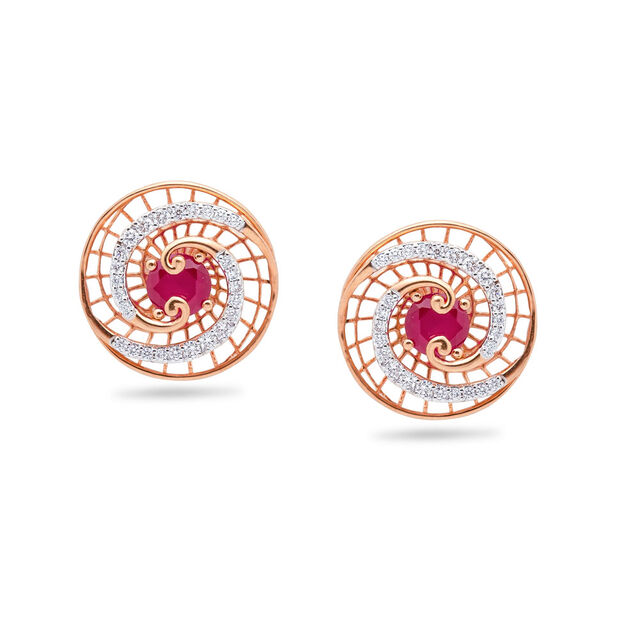 Crimson Sparkle Diamond Studs,,hi-res 