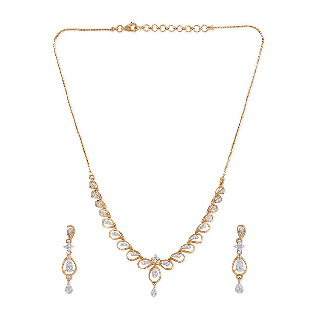 Tanishq 18KT Diamond Necklace Set for Women 
