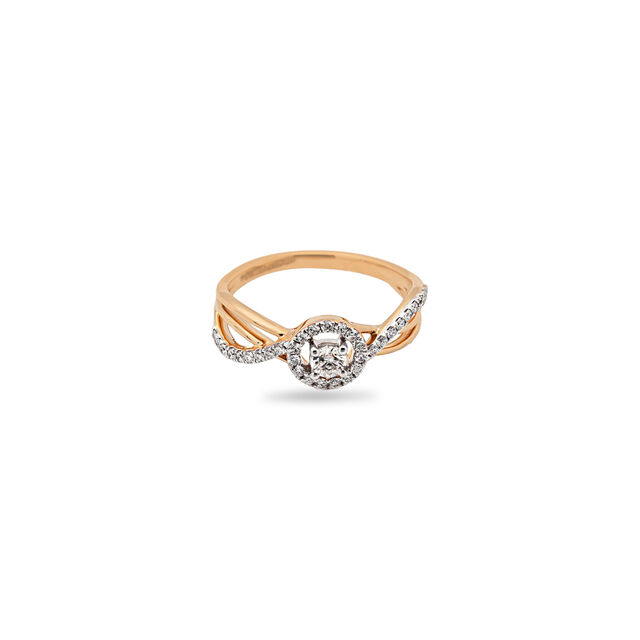 Elegant Gold and Diamond Halo Ring,,hi-res 