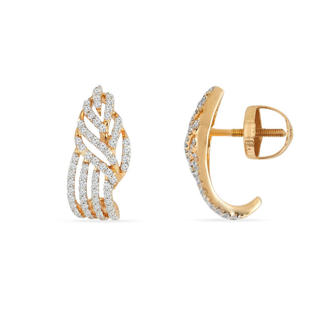 Tanishq 18 KT Leaf Curve Studs for Women 2