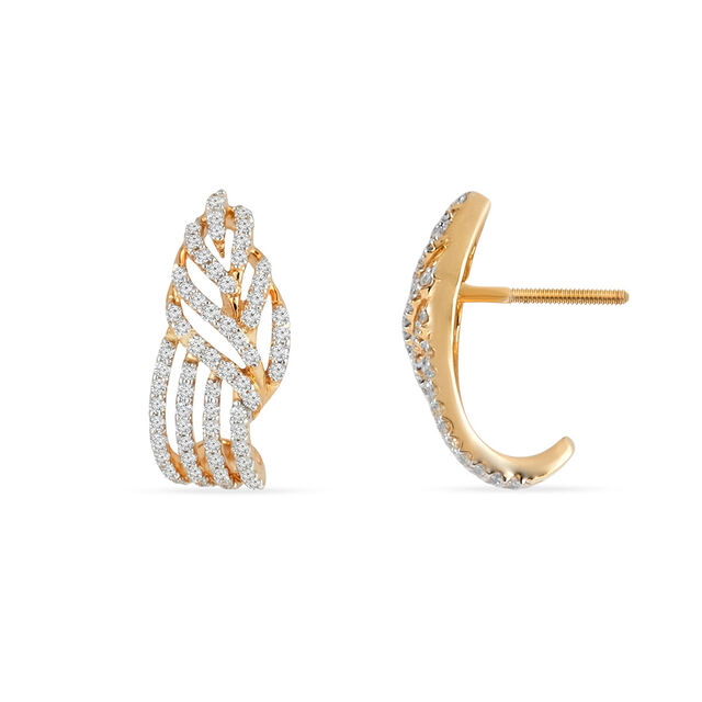 Tanishq 18 KT Leaf Curve Studs for Women 4