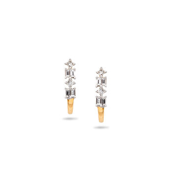 Sleek Gold and Diamond Hoop Earrings