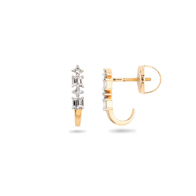Sleek Gold and Diamond Hoop Earrings,,hi-res 2