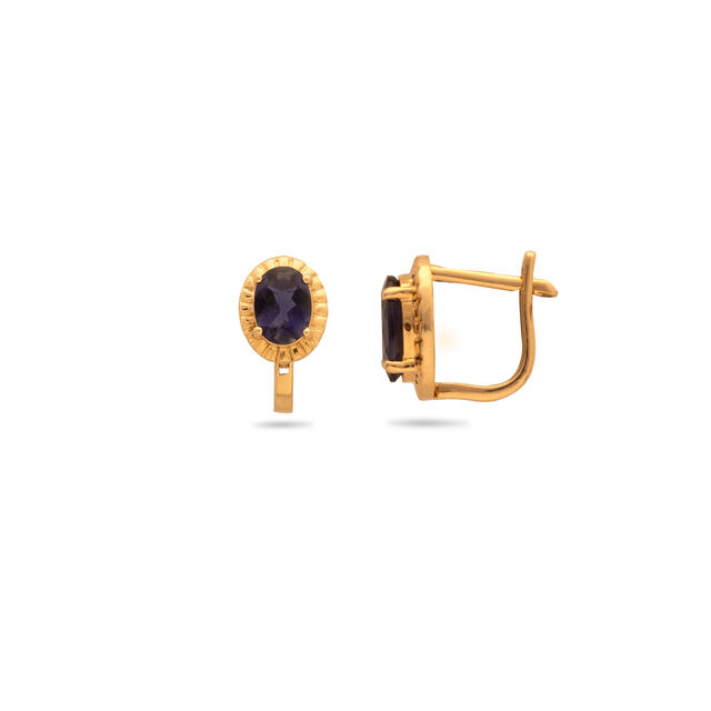 Oval Violet and Gold Stud Earrings,,hi-res 2