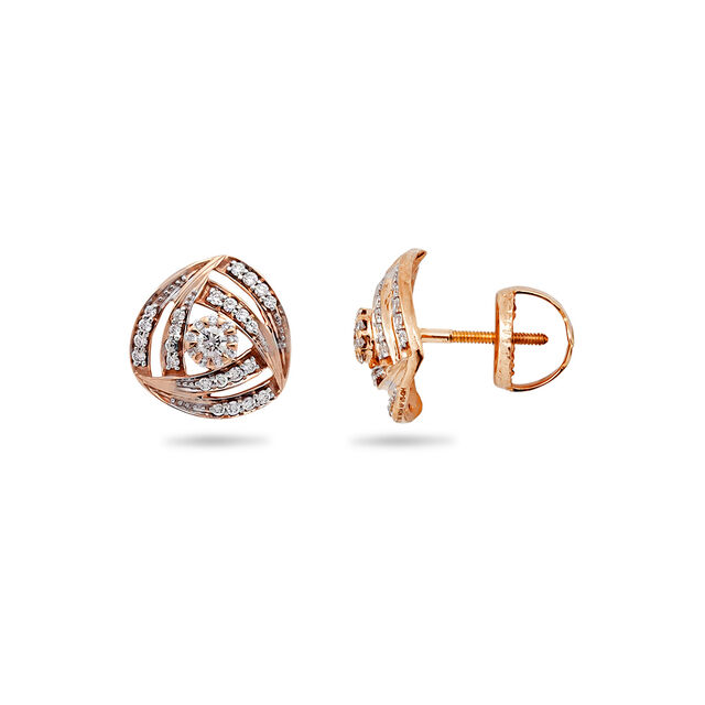 Chic Rose Gold and Diamond Stud Earrings,,hi-res 2