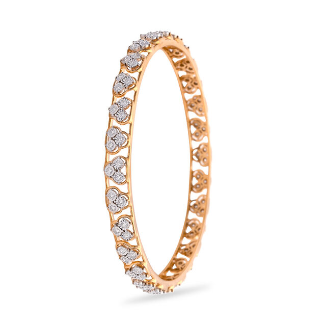 Modern Motif Diamond & Gold Bangle,,hi-res 2