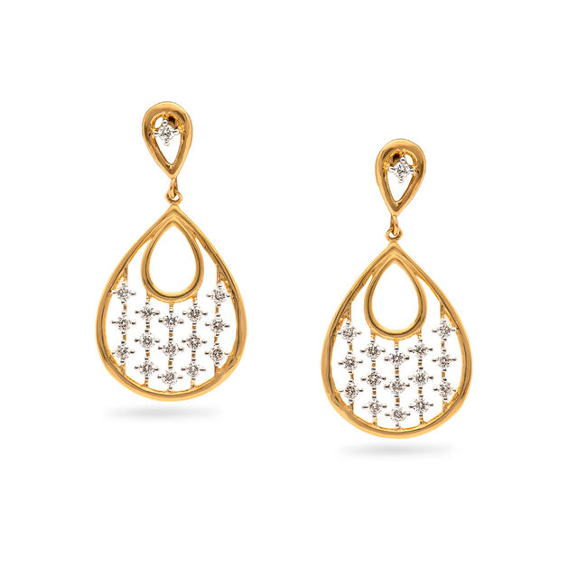 Diamond Teardrop Gold Earrings,,hi-res 