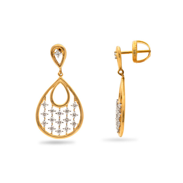 Diamond Teardrop Gold Earrings,,hi-res 2