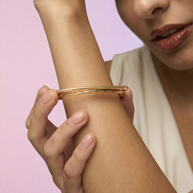 Urbane Yellow Gold Ribbed Bangle,,hi-res 2
