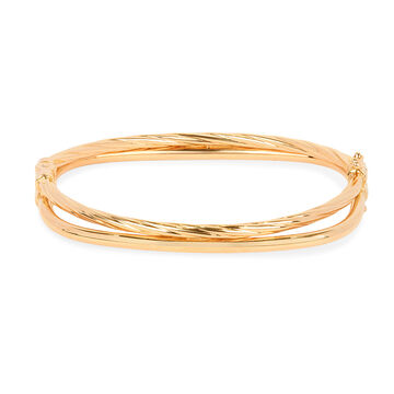 Urbane Yellow Gold Ribbed Bangle
