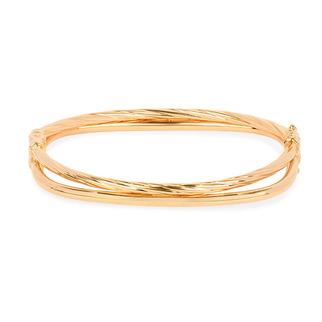 Urbane Yellow Gold Ribbed Bangle,,hi-res 