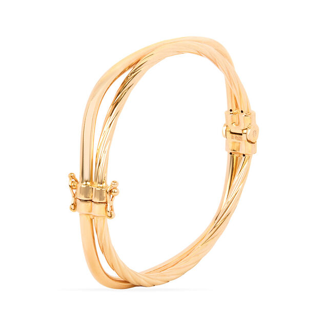 Urbane Yellow Gold Ribbed Bangle,,hi-res 3
