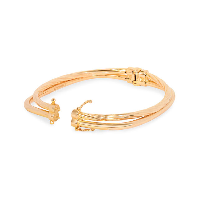 Urbane Yellow Gold Ribbed Bangle 5