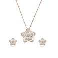 Hypnotic Floral Diamond Pendant and Earring Gold Set,,hi-res 