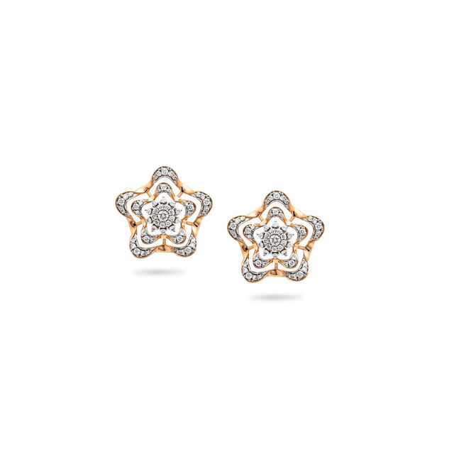 Hypnotic Floral Diamond Pendant and Earring Gold Set,,hi-res 3